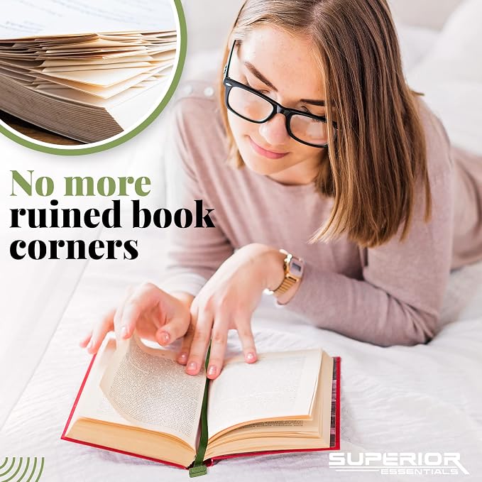 Superior Essentials Planner Magnetic Bookmark - Genuine Leather, Single Long Ribbon Bible Bookmark for Book Lovers - Amplify Your Love for Books with Our Elegant Ribbon Page Marker (3PC, Sage Green)