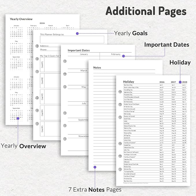 Forvencer 2026 Monthly Planner Refills, Apr 2026 - Dec 2027, 6-Hole Punched Planner Inserts with Colorful Monthly Tabs, Calendar Organizers for A5 6-Ring Binders, 5-3/4" x 8-1/4"