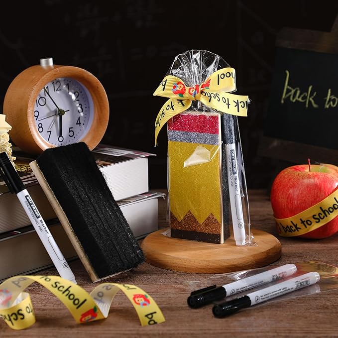 2 Set Back to School for Teachers Gift Glitter Pencil Whiteboard Eraser with Marker Preschool Kindergarten End of Year Gifts Teacher Appreciation Presents for Office School Supplies(2 Set)