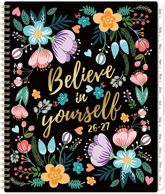 2026-2027 Monthly Planner - Monthly Calendar Planner, July 2026 - December 2027, 8.5" x 11", 18 Month Planner with Back Pocket, Twin-Wire Binding - Floral