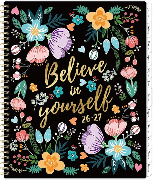 2026-2027 Monthly Planner - Monthly Calendar Planner, 8.5" x 11", July 2026 - December 2027, 18 Month Planner with Back Pocket, Twin-Wire Binding - Floral