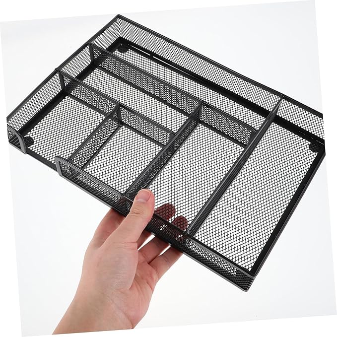 Cabilock 6-Compartment Metal Mesh Desk Organizer Tray Multifunctional Storage Box for Office Supplies Craft Storage Black