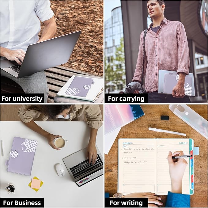 2026 Year Planner Magnetic Buckle 12 Month Hardcover Weekly and Monthly Calendar Planner 5.5" x 8.3" Soft Leather Bound Cute Planner Goal Habit Tracker Organizer Planning Book with Tabs ,Daily Schedule School Office Schedule for Women Men（Black）