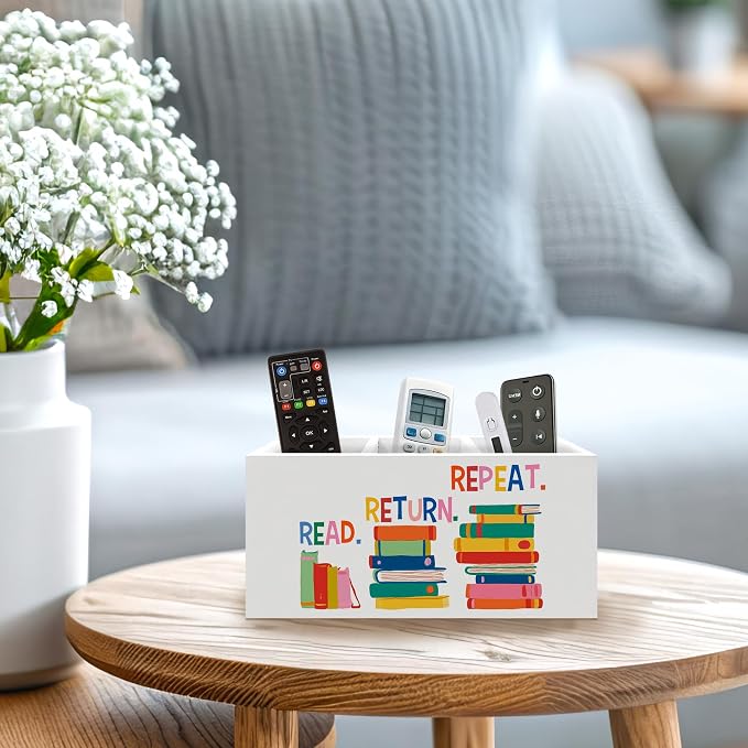 Book Lover Gifts Pen Holder, Book Reader Gifts Classroom Pen Pencil Holder Organizer for Desk Accessories, Bookish Wooden Box Desk Decor for Reading Room Library Classroom Desk Decorations