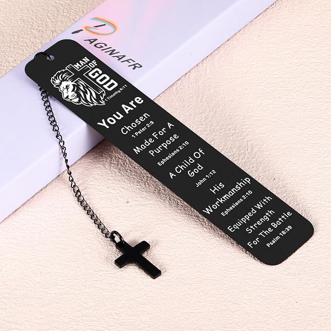 Bible Bookmark for Men Boy Catholic, Christian Graduation Gifts, Fathers Day Gifts for Son Husband, Religious Jesus Bookmark, Bible Verse Birthday Gifts, Man of God Communion Baptism Confirmation Gift
