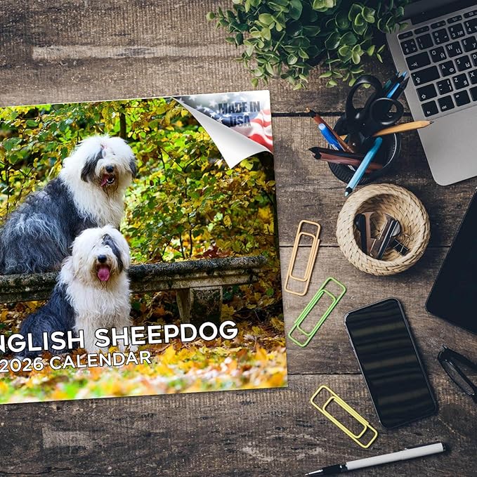 2025 2026 Old English Sheepdog Calendar - Dog Breed Monthly Wall Calendar - 12" x 18" Open - Thick No-Bleed Paper - Giftable - Academic Teacher's Planner Calendar Organizing & Planning - Made in USA