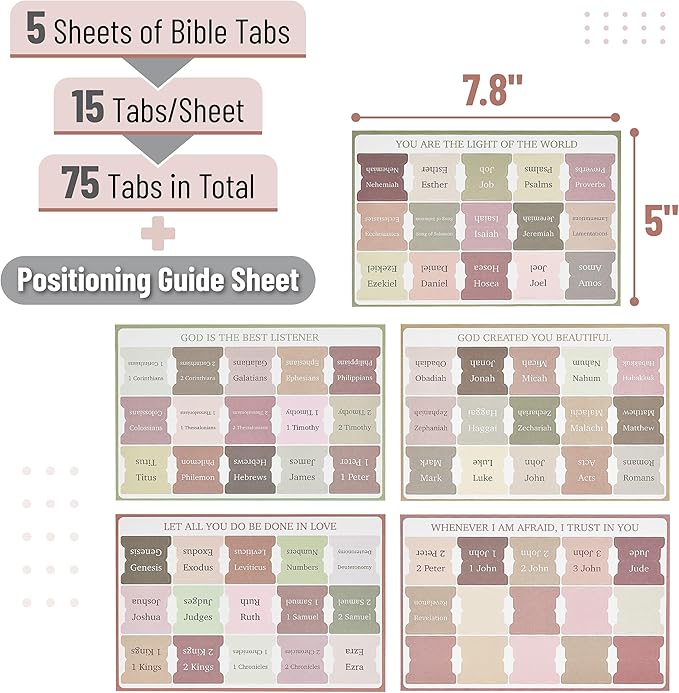 Mr. Pen- Bible Tabs, 75 Tabs, Laminated Bible Tabs for Women and Men, Bible Tabs for Study Bible, Large Print Bible Index Tabs, Bible Book Tabs, Bible Labels Tabs, Mr Pen Bible Tabs