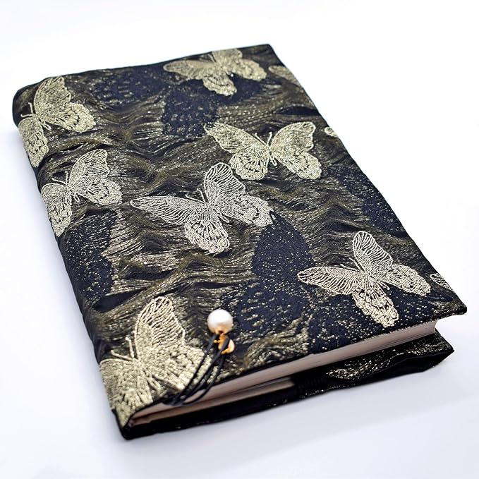 BLBMH 6.5x9.5 Bible Cover Fixed Non-Stretch Fabric Book Protector with Bookmark | Handmade Washable Sleeve for Hardcover/Paperback | Gift for Women - Butterfly B