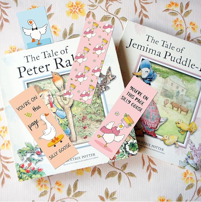 Cute Goose Bookmarks for Readers, 100 Pcs Funny Reading Bookmarks with Quotes “You’re on This Page Silly Goose”, Double-Sided Matte Coated Paper, Gifts for Women Men Students Book Lovers