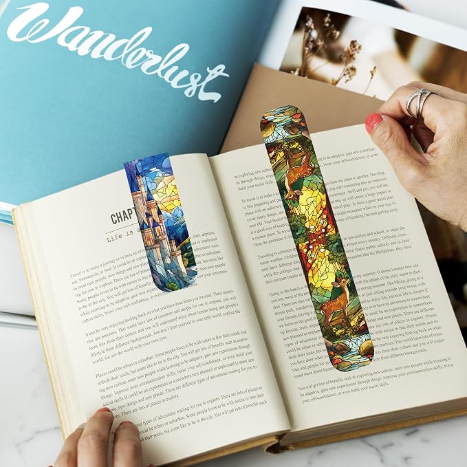 Fantasy Magnetic Bookmarks, 30 Pcs Stained Glass Magnet Book Markers, Aesthetic Book Marks Gifts for Reading Women Book Lovers