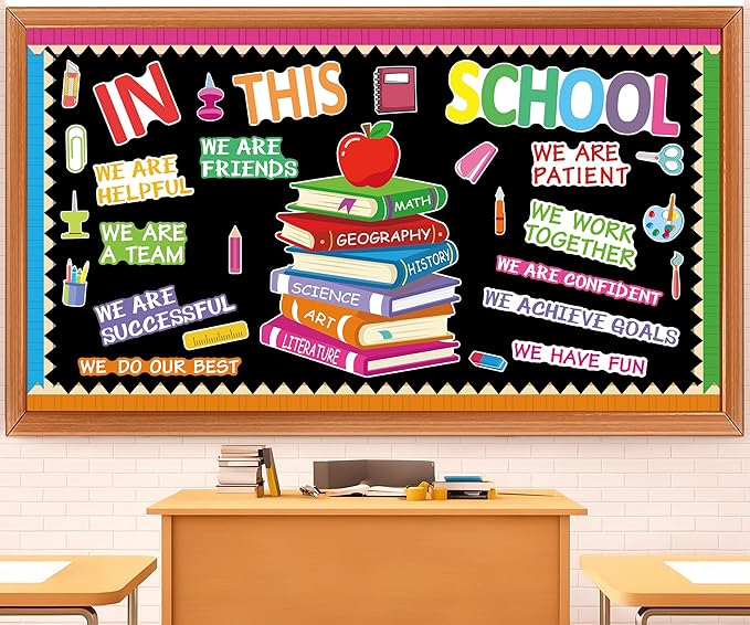 Motivational Bulletin Board Decoration Set Classroom Affirmation Station Bulletin Board in This School Classroom Cutouts for Back to School Elementary Home Wall Door Supplies