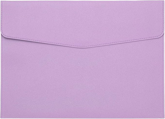 PATIKIL PU Leather A4 File Folder, Document Holder Filing Organizer Portfolio Envelope Folder Case with Snap Closure for Letter Receipt Style 2, Purple