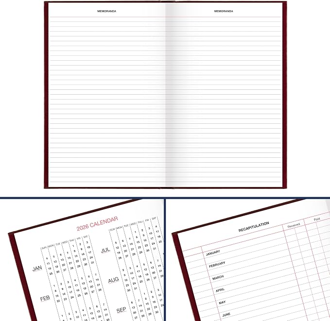 AT-A-GLANCE 2026 Diary, Daily, Standard Diary & Address Notebook, 7-3/4" x 12", Large, Hardcover, Red (SD3771326)