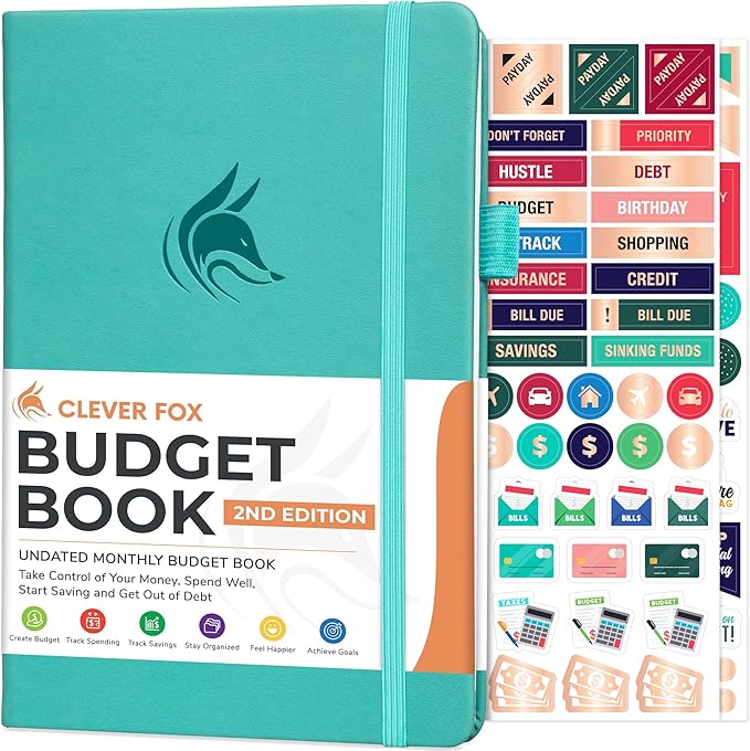 Clever Fox Budget Book 2.0 – Simple Budgeting Planner for Beginners – Financial Notebook with Money Spending, Debt & Bill Tracker (Turquoise)