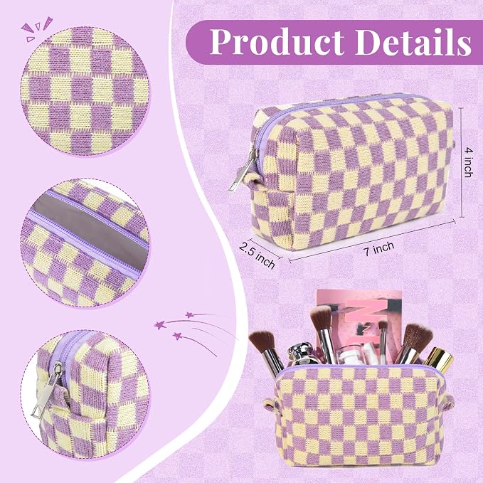 14 PCS Aesthetic Book Annotation Kit Large Checkered Pencil Case Book Lover Bookmark Dual Highlighters Gel Pens Study Supplies Stationary Set for Student Purple