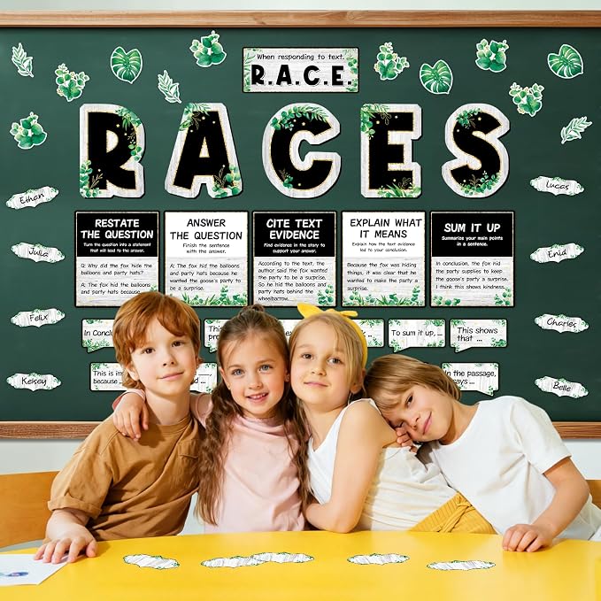 Races Writing Strategy Bulletin Board Decorations Writing Process Poster for Classroom Eucalyptus Races Sentence Strips Cutouts for ELA Classroom Teaching Supplies
