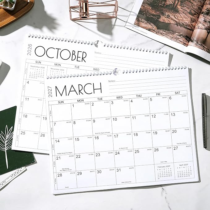 Calendar 2026-2027 - 18 Months Wall Calendar 2026-2027, July 2026 - December 2027, 14.8'' x 11.5'', Large Blocks with Julian Dates, Premium Paper
