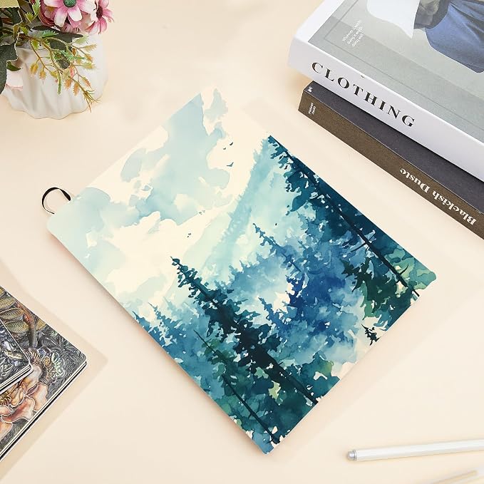 CRASPIRE Tree Stretchable Book Cover Forest Washable Reusable Large Nylon Book Protector Elastic Notebook Wraps Suitable for Hardcover Books Classroom Students