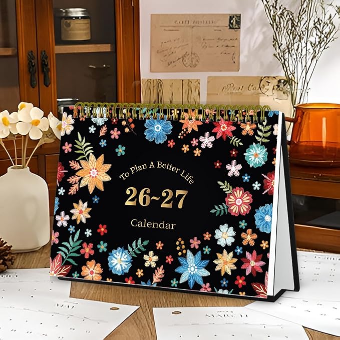 Small Desk Calendar 2026-2027 - Standing 2026 Desk Calendar, APR.2026 to JUN.2027, 8" x 6", Monthly Flip Desktop Calendar with Stickers, Your Personal Desk Planner for Home Office