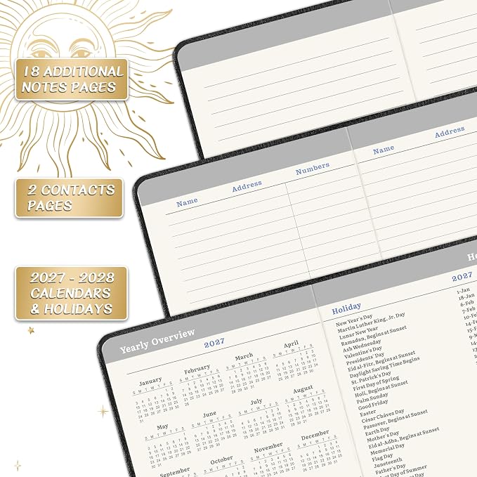 2027 Planner - 2027 Pocket Calendar/Planner, Jan. 2027 - Dec. 2027, 6.2''×4'', 12-Month Weekly & Monthly Planner 2027 and Organizer, Hardcover, Pen holder - Black