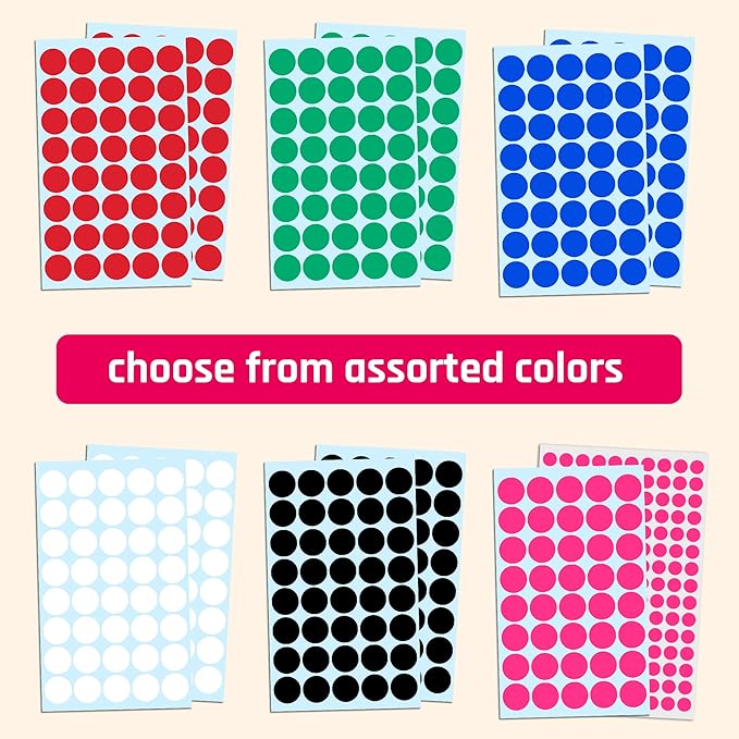 TownStix 8000 Pack, 3/4" Round Dot Stickers Circle Labels - Blue
