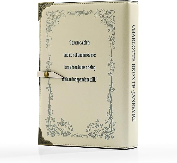A5 Binder 6-Ring Refillable Vegan Leather Notebook Organizer, Vintage Writing Journal-80 Pages - for Drawing Sketching and Writing, Book Lovers Gifts (Jane Eyre)