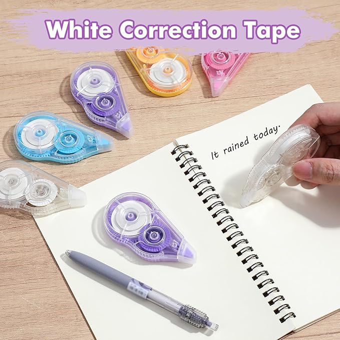 50 Pack White Correction Tape Bulk, 39 Feet Cream Correction Tapes Roller Applicator Extra-Long for Instant Smooth Precise Corrections Study Supplies and Office Products Writing Supplies(Color)
