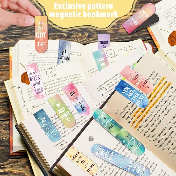 Kaluofan 30-Piece Inspirational Magnetic Bookmarks - Double-Sided, Perfect for Women, Kids, Students & Teachers