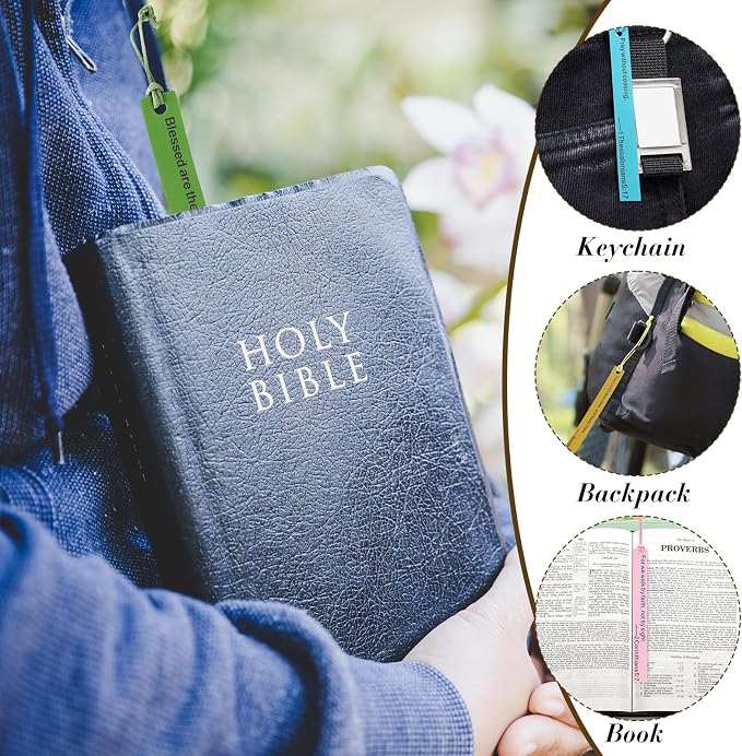 Roowest 20 Pcs Christian Father Day Gifts Bible Bookmark Inspirational Book Markers Religious Gifts for Christian Leather Bookmark Scripture Church Supplies Reading Reward, 20 Styles(Colorful)