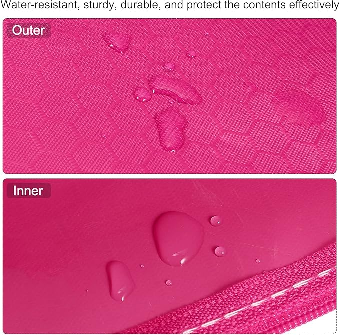 PATIKIL Waterproof Zipper File Bags, 10 Pack A4 Size Document Pocket Storage Organizer Pouch for Travel Office Supply, Rose Red