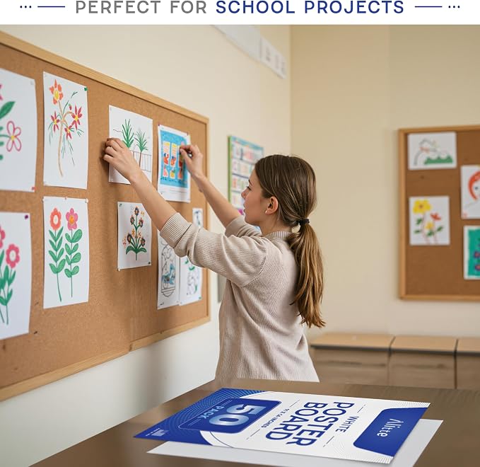White Poster Board, 100 Sheets, Heavyweight Poster Paper, 11x14” Large Posterboard, Bulk Pack for School Projects, Presentations, Vision Board, Drawing, Classroom Use, Made in USA