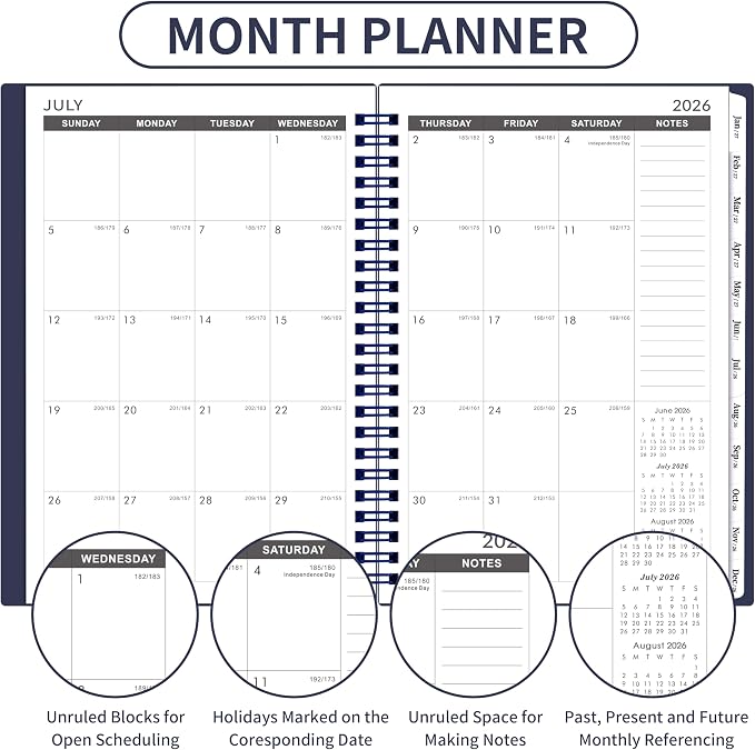2026-2031 Monthly Planner/Calendar - Jul. 2026 - Jun. 2031, 5 Year Monthly Planner with Tabs, 6.4" x 8.5", 60 Monthly Planner, Two-Side Pocket, 9 Notes Pages, Suitable for Long-Term Planning - Blue