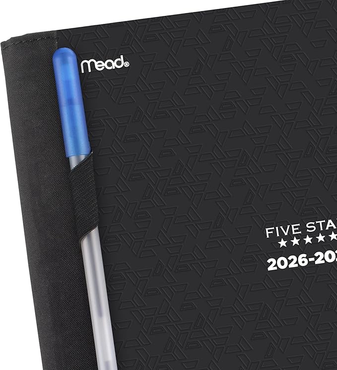 Five Star Planner 2026-2027 Weekly & Monthly Academic 12-Month July-June Advance Student Planner + Study App, 5-1/2" x 8-1/2", Black (CAW45905)