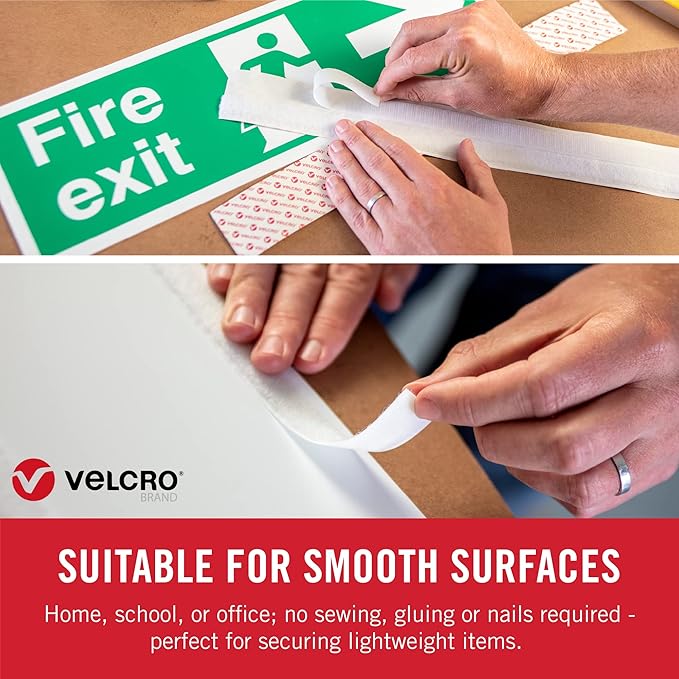 VELCRO Brand Thin Clear Tape | 15 Ft x ¾” | Cut Strips to Length & – 30 ft Sticky Back Hook and Loop Fasteners – Peel and Stick Permanent Adhesive Tape Keeps Classrooms, Home, and Offices Organized