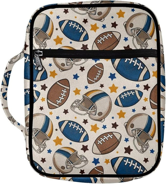 Coldinair Cute Football Bible Cover for Men Teen Boy,Bible Case Bible Carrier Carrying Organizer Purse Handbag with Zipper Pockets Church Bag