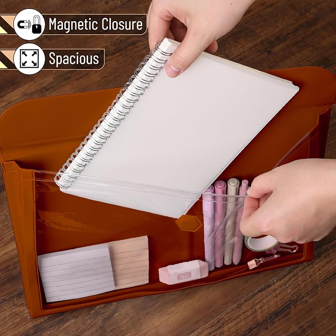 Mr. Pen- File Folder, Brown, Letter Size, Clear Plastic Folders for Documents