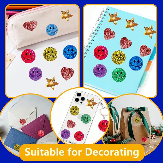 1500 Pcs 1.0Inch Gold Star,Smiley Face and Heart Stickers for Kids Reward,Behavior Chart,School Classroom Student Teacher Supplies Gift