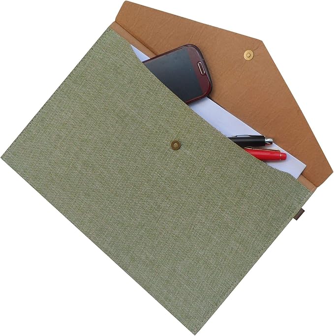 Durable A4 File Folder Document Holder Portfolio Envelope Felt Folder Case with Snap Closure Set of 2 Green
