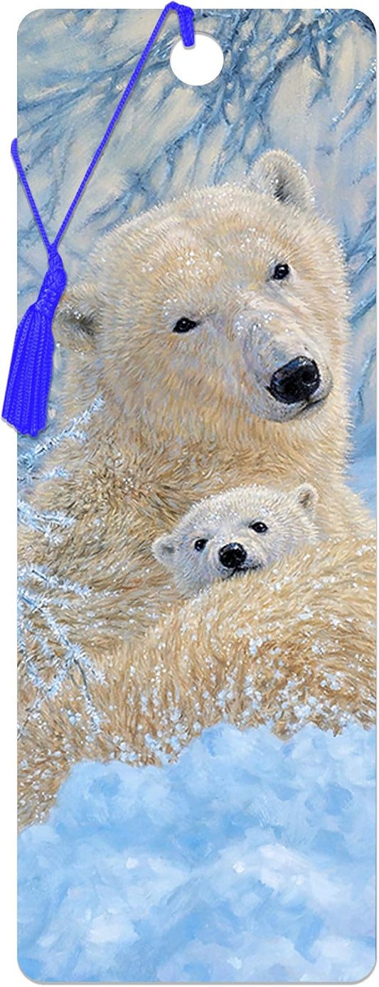 3D LiveLife Bookmark - Northern Family from Deluxebase. Cute Lenticular Polar Bear Page Marker. Animal Themed Accessories for Book Lovers. Small Gifts for Men, Women, Writers and Teachers.