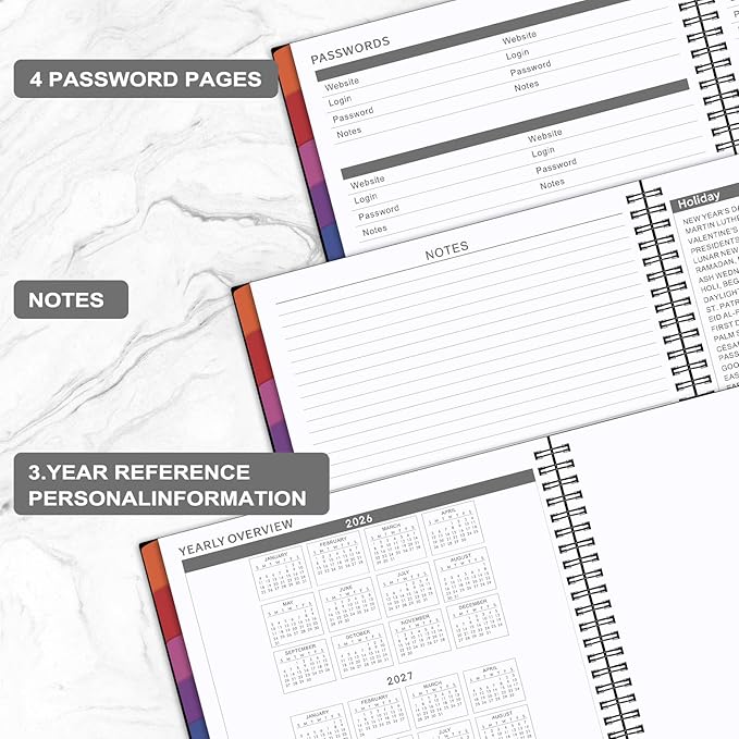 Monthly Planner 2026-2027 - JUL. 2026 - DEC. 2027, Planner 2026-2027 with Colorful Tabs, 8.5" x 11", 26-27 Monthly Planner/Calendar with Pocket, Thick Paper, Twin-Wire Binding - Black