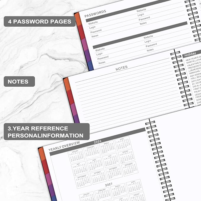 Monthly Planner 2026-2027 - JUL. 2026 - DEC. 2027, Planner 2026-2027 with Colorful Tabs, 8.5" x 11", 26-27 Monthly Planner/Calendar with Pocket, Thick Paper, Twin-Wire Binding - Black