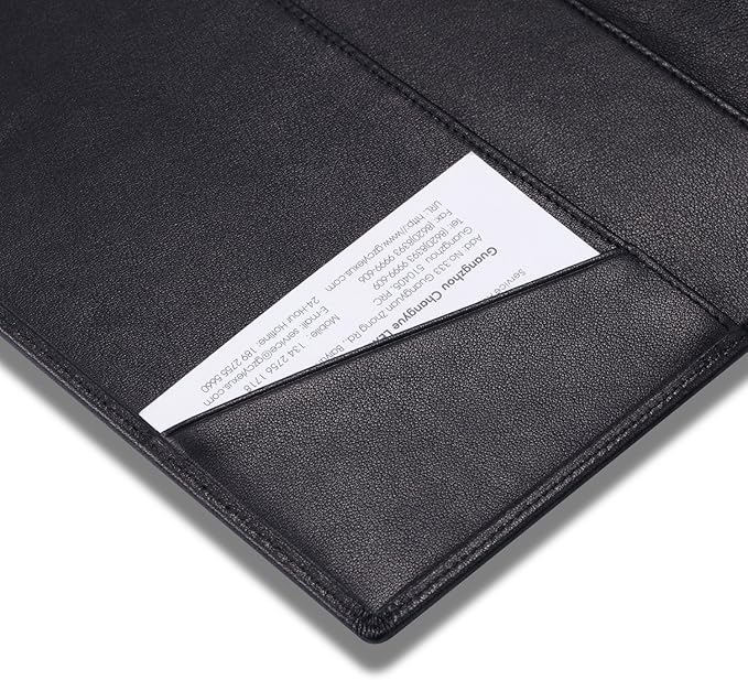 Leather 5"x 8" Junior Padfolio for Men & Women with Pen Loop, Italian Calfskin, Business Portfolio Notebook Folder (Classic Black)