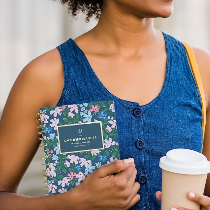 AT-A-GLANCE Planner 2025-2026 Academic, Simplified by Emily Ley, Weekly & Monthly, 5-1/2" x 8-1/2", Small, Monthly Tabs, Flexible Cover, Petite Floral (EL38-200A)