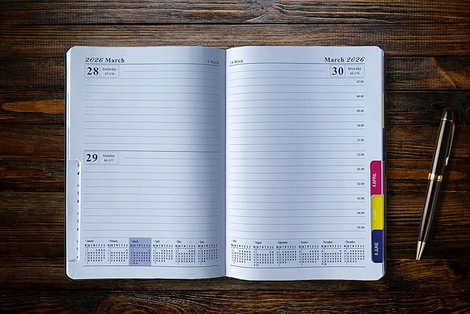 2026 Diary : A5 PU Leather 2026 Planner & Journal with Gift Box, Gold Foil Date, 336 Ivory Pages