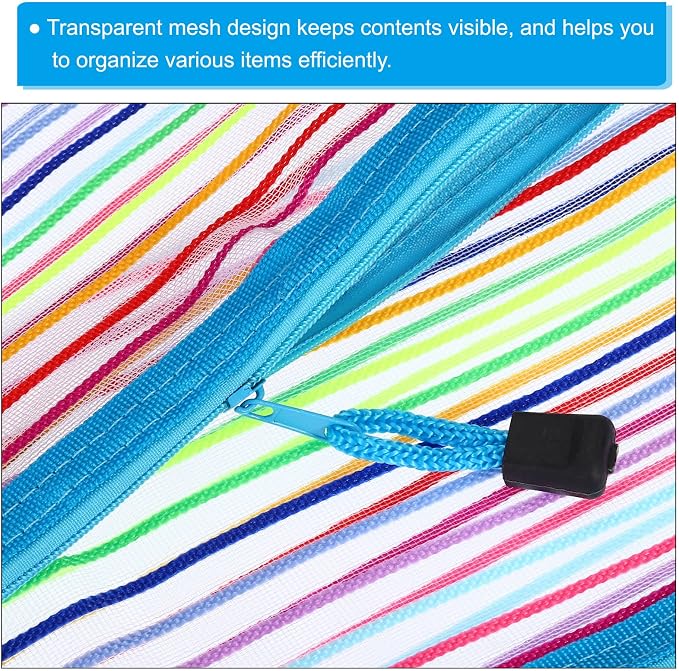 PATIKIL Mesh Zipper Pouch, 12 Pack Nylon B6 Size Pen Pencil Case Document Toiletry Cosmetic Makeup Zipper Travel Pouch Organizer for Office, Sky Blue