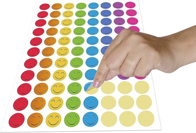 Happy Face Stickers Mega Bundle 5280 PCS in 8 Colors for Reward Behavior Chart 3/8 inch
