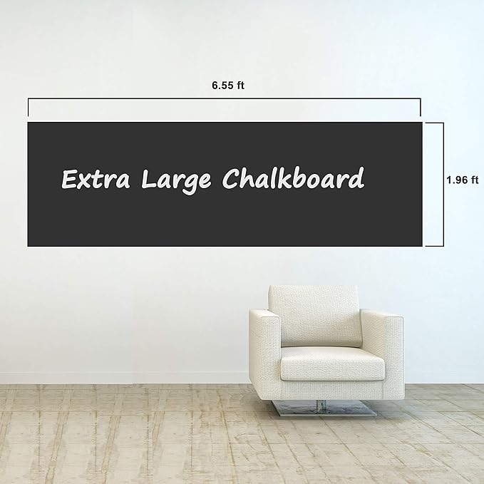 Extra Large Black Chalkboard Wall Decal (23.6" X 78.7") Chalk Borad Paper Roll Peel & Stick - Removable Self Adhesive Blackboard Poster Paper Vinyl Wall Decal Poster - with Chalk Sticks