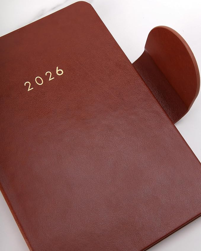 WORLD TRAVELER 2026 Planner - 6x8 Inch Weekly and Monthly Calendar Planner Agenda Book with Bookmark & Ribbon for School and Office, Size 6X8, Brown Circle