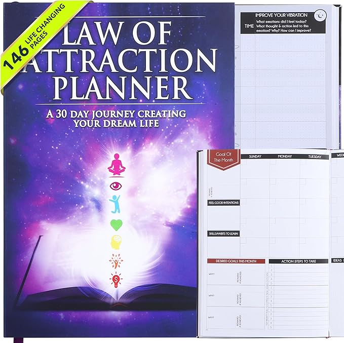 Law of Attraction Planner and Manifestation Journal - A 30 Day Journey Manifesting Your Dream Life, Goal, Positivity, Affirmation & Happiness | Daily Guided & Gratitude Journal, Foldable Vision Board