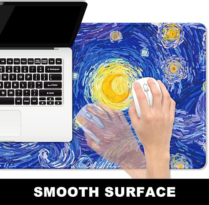 BOSOBO Large Mouse Pad, Desk Pad, XXL XL Extended Gaming Mouse Pad, Desk Mat for Office & Home, Long Keyboard Mat, Huge Mouse Pad, Desktop Full Cover 31.5 x 11.8 Inches, Van Gogh Starry Night